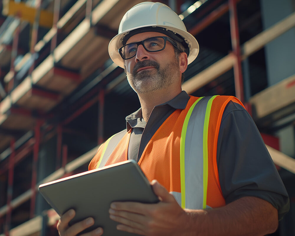 iPad in Hand, Supervising Engineer Stands Ready for Action