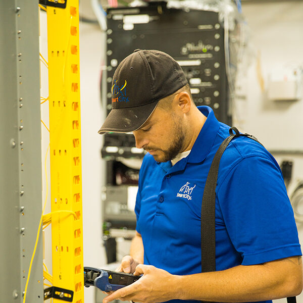 service tech reviewing saftey