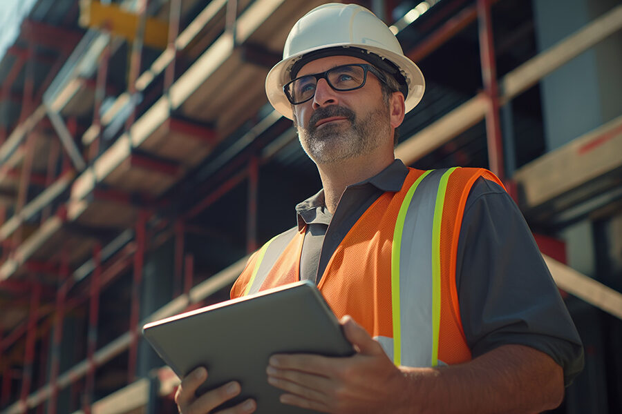 iPad in Hand, Supervising Engineer Stands Ready for Action